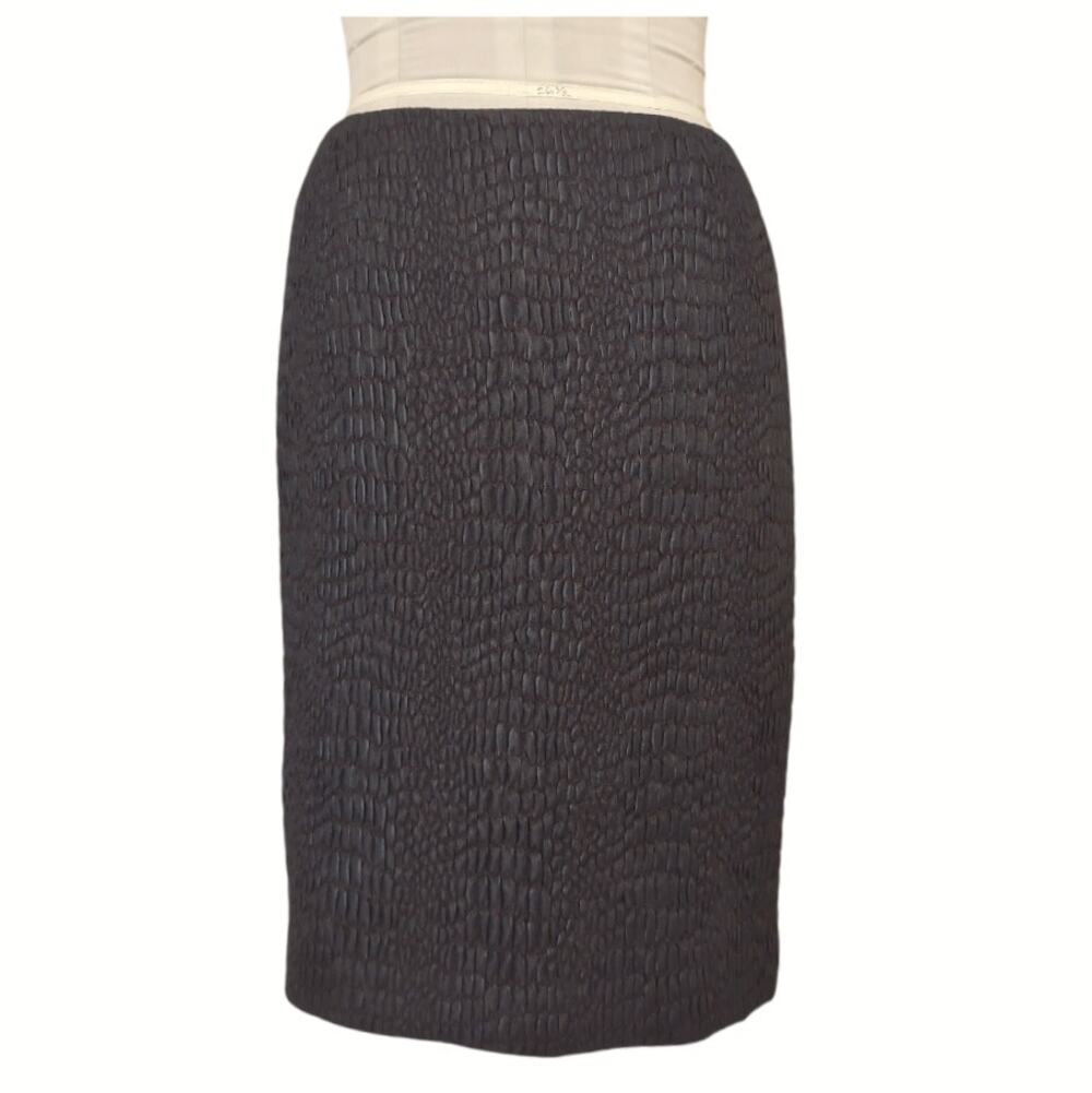 ELIE TAHARI Dark Brown Short Skirt Size 2 Animal Print Texture Suit Work Dressy